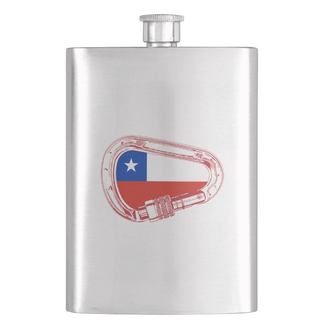 Chile Flag Climbing Carabiner Hip Flask (Front)