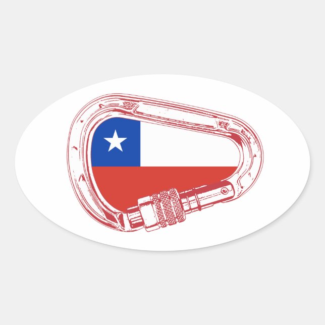 Chile Flag Climbing Carabiner Oval Sticker (Front)