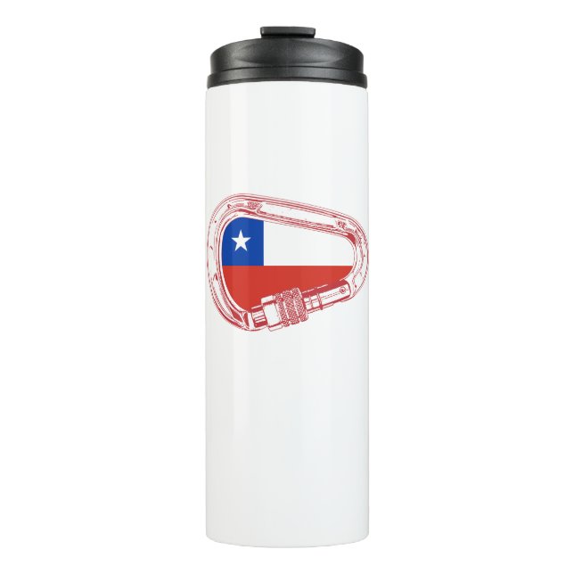 Chile Flag Climbing Carabiner Thermal Tumbler (Front)