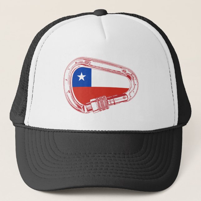 Chile Flag Climbing Carabiner Trucker Hat (Front)