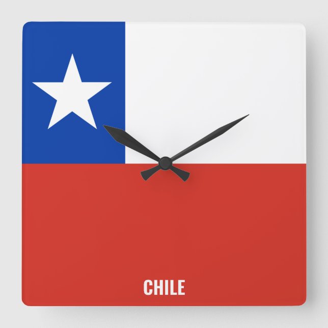 Chile Flag Dazzling Patriotic Square Wall Clock (Front)