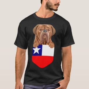 Chile Flag Dogues de Bordeaux Dog In Pocket T-Shirt