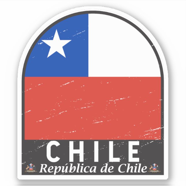 Chile Flag Emblem Distressed Vintage (Front)