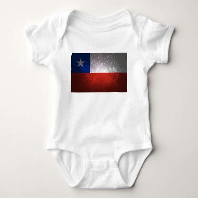 Chile Flag Firework Baby Bodysuit (Front)