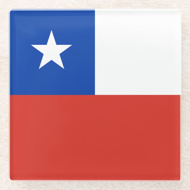Chile Flag Glass Coaster (Front)