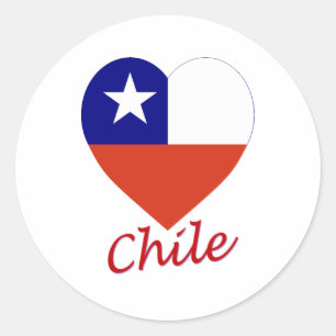 Chile Flag Heart Classic Round Sticker