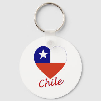 Chile Flag Heart Key Ring