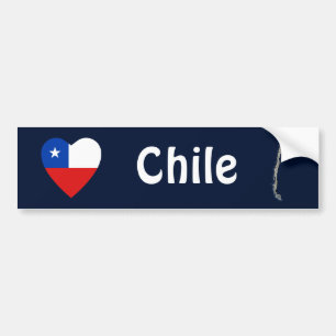 Chile Flag Heart + Map Bumper Sticker