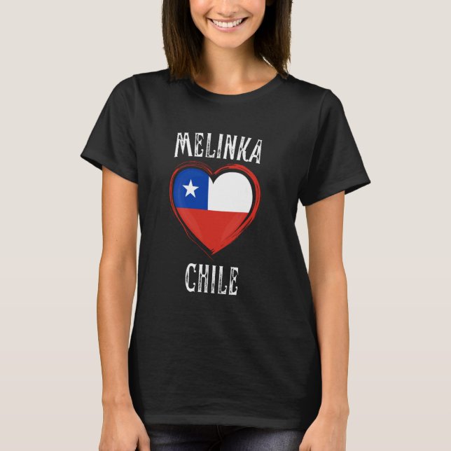 Chile Flag Heart Melinka City T-Shirt (Front)