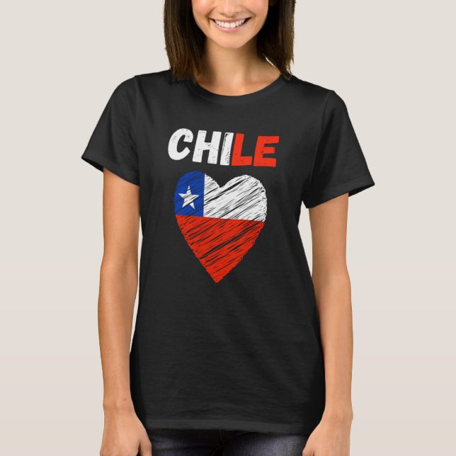 Chile Flag Holiday Chile Heart Chilean Flag T-Shirt (Front)