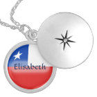 Chile Flag + Name Necklace