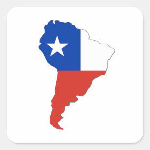 Chile Flag on a Map of South America Square Sticker