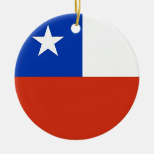 Chile Flag Plain Ceramic Tree Decoration
