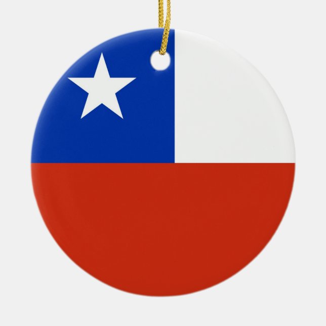 Chile Flag Plain Ceramic Tree Decoration (Front)