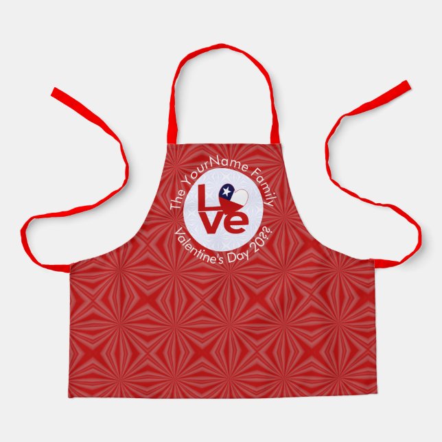 Chile Flag Red LOVE Personalised Kid's  Apron (Front)