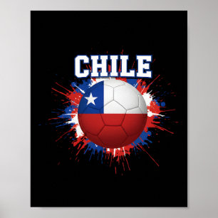 Chile Flag Soccer Ball Paint Splatter Patriotic Sp Poster