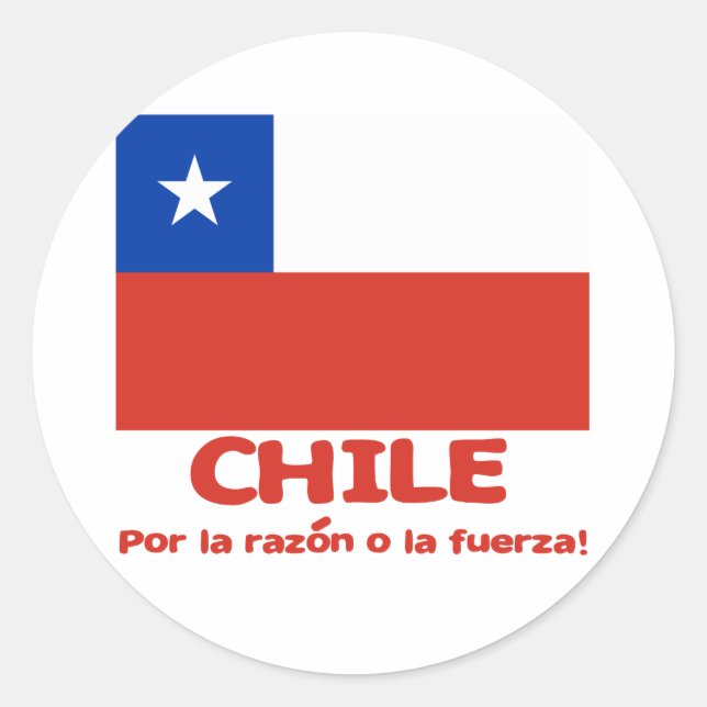 Chile Flag T-shirt with Chilean Motto Classic Round Sticker (Front)