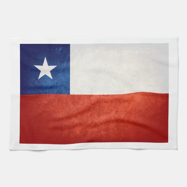 Chile Flag; Tea Towel (Horizontal)