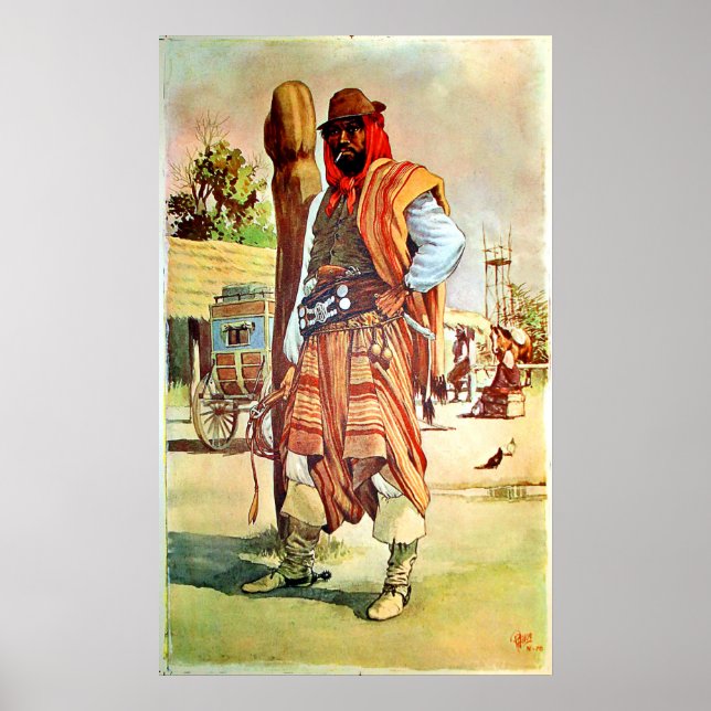 Chile, Gauchos, man in traditional costume Poster (Front)