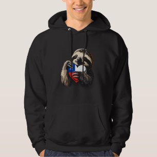 Chile Heart Sloth Chilean Pride Chilean Roots Chil Hoodie