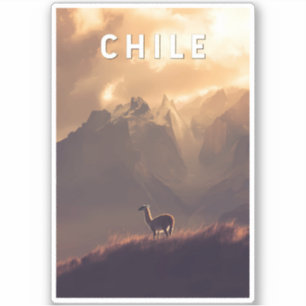 Chile Illustration Travel Art Vintage