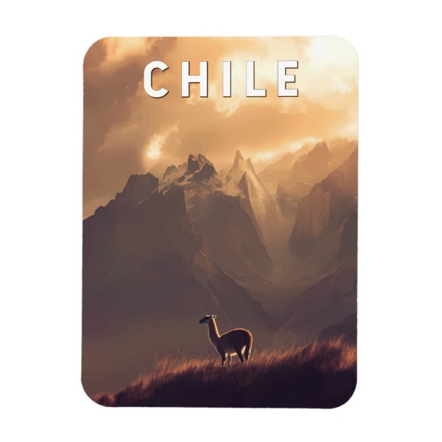 Chile Illustration Travel Art Vintage Magnet (Vertical)
