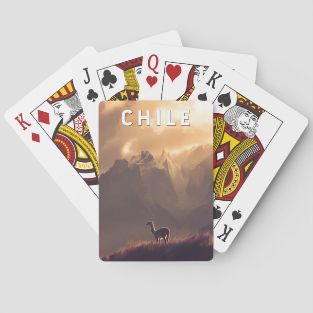 Chile Illustration Travel Art Vintage Playing Cards (Back)