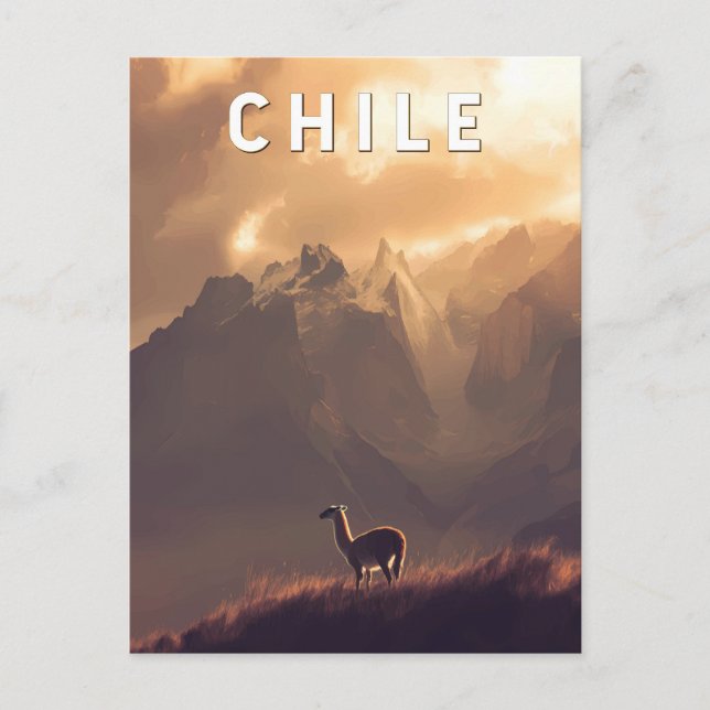 Chile Illustration Travel Art Vintage Postcard (Front)