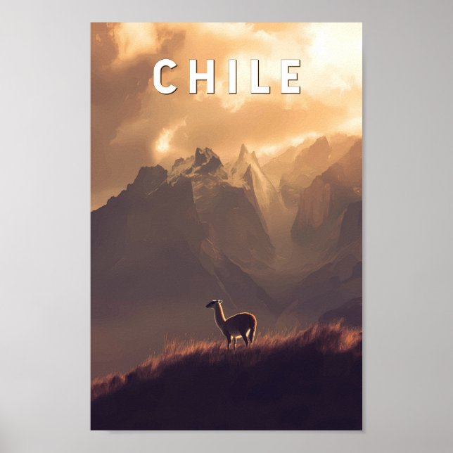 Chile Illustration Travel Art Vintage Poster (Front)