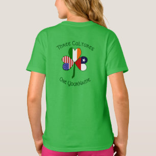 Chile Ireland USA Shamrock Flag Personalised Girl T-Shirt