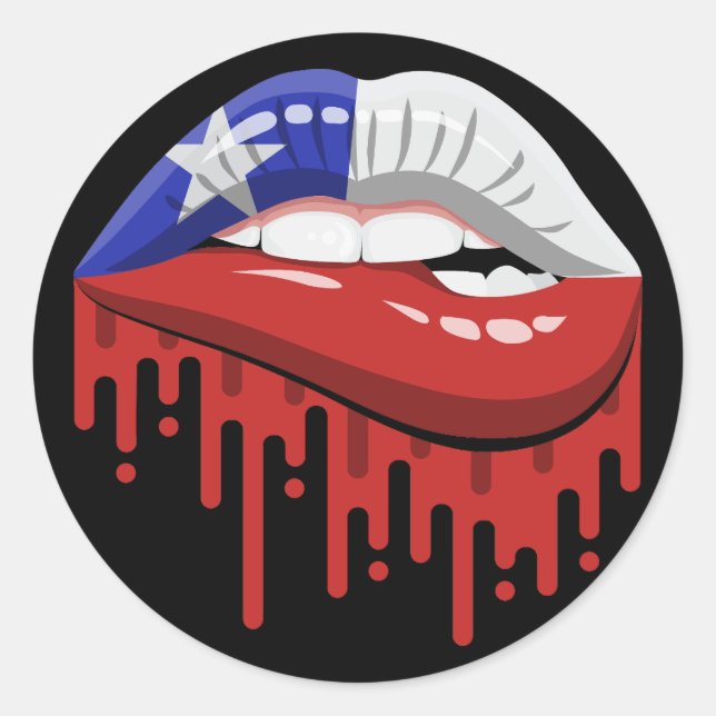 Chile lips pride root flag classic round sticker (Front)