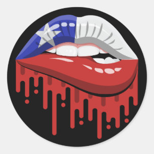 Chile lips pride root flag classic round sticker