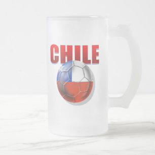 Chile logo soccer ball flag of Chile gear Frosted Glass Beer Mug