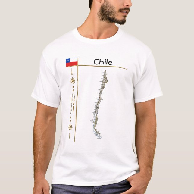 Chile Map + Flag + Title T-Shirt (Front)