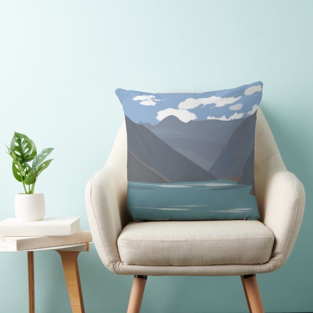 Chile Mountains Lake Landscape Cushion (Chair)