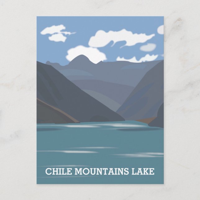 Chile Mountains Lake Landscape Illustration Travel Postcard (Front)