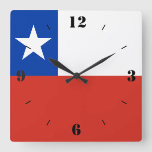 Chile National Flag Patriotic Square Wall Clock