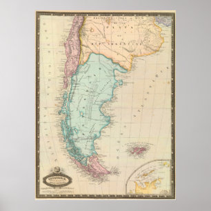 " Chile/Patagonia: 1862 - Detailed MAP ... Poster