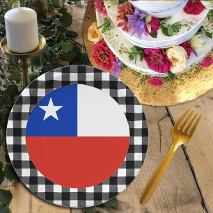 Chile Plate, buffalo plaid & Chilean Flag Paper Plate