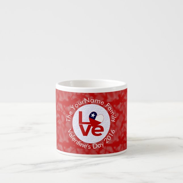 Chile Red LOVE Flag Personalised  Espresso Cup (Front)