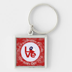 Chile Red LOVE Flag Personalised  Key Ring