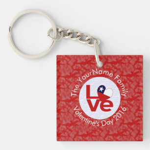 Chile Red LOVE Flag Personalised  Key Ring