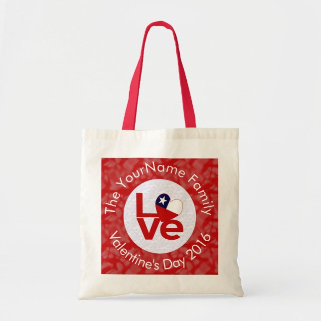 Chile Red LOVE Flag Personalised  Tote Bag (Front)