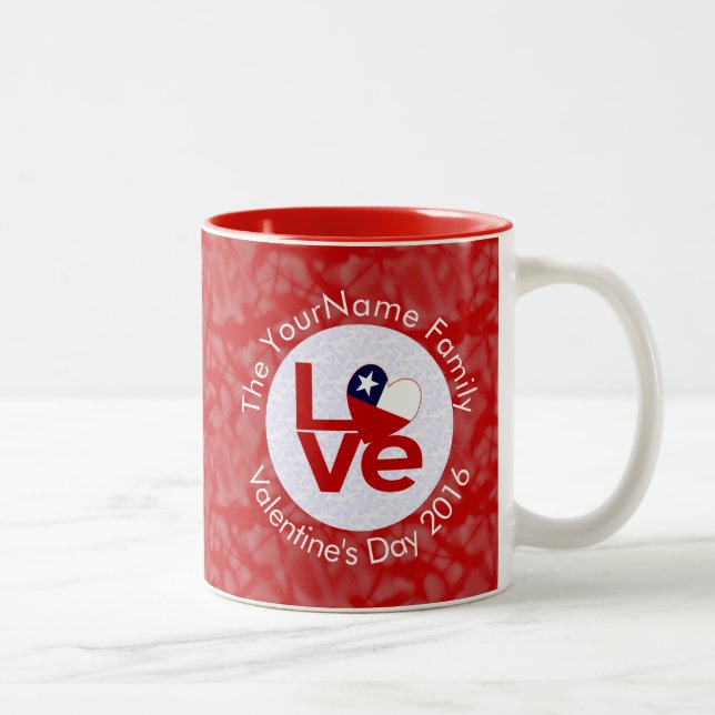 Chile Red LOVE Flag Personalised  Two-Tone Coffee Mug (Right)