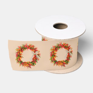 Chile Ristra Wreaths Pattern Satin Ribbon