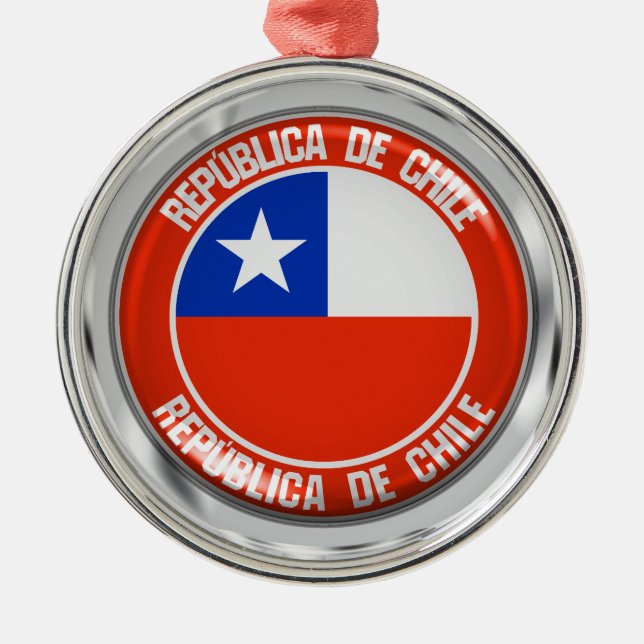Chile Round Emblem Metal Tree Decoration (Front)