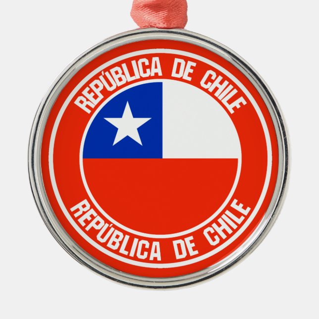 Chile Round Emblem Metal Tree Decoration (Front)