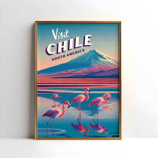 Chile South America Vintage Travel Poster Flamingo (Creator Uploaded)