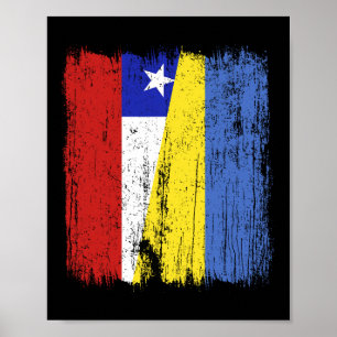 Chile Ukraine Half Flag Chilean Ukrainian Heritage Poster
