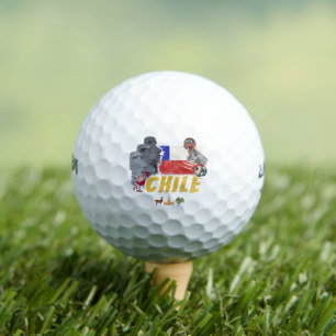 Chile Vintage Easter Island Flag and Alpaca Golf Balls